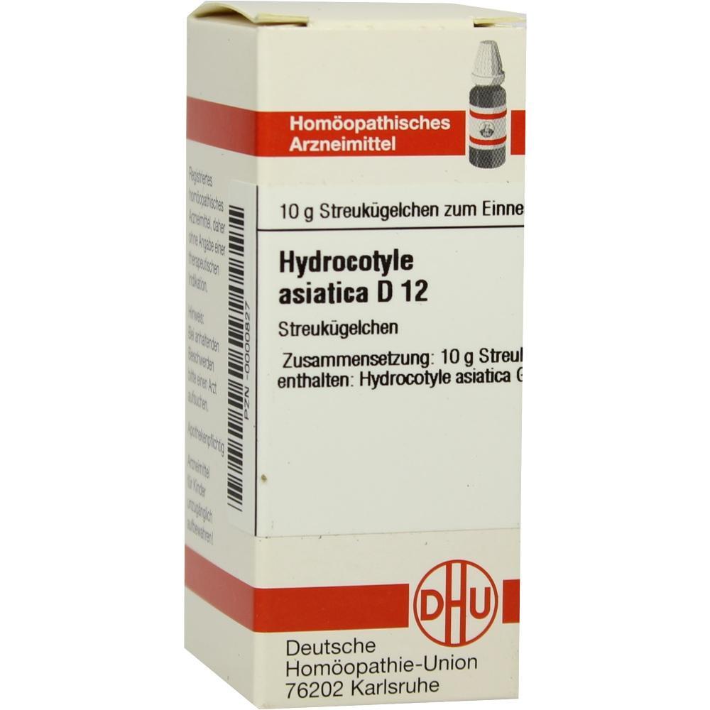 Eine Packung Homöopathie für Streukügelchen namens Hydrocotyle asiatica D12.