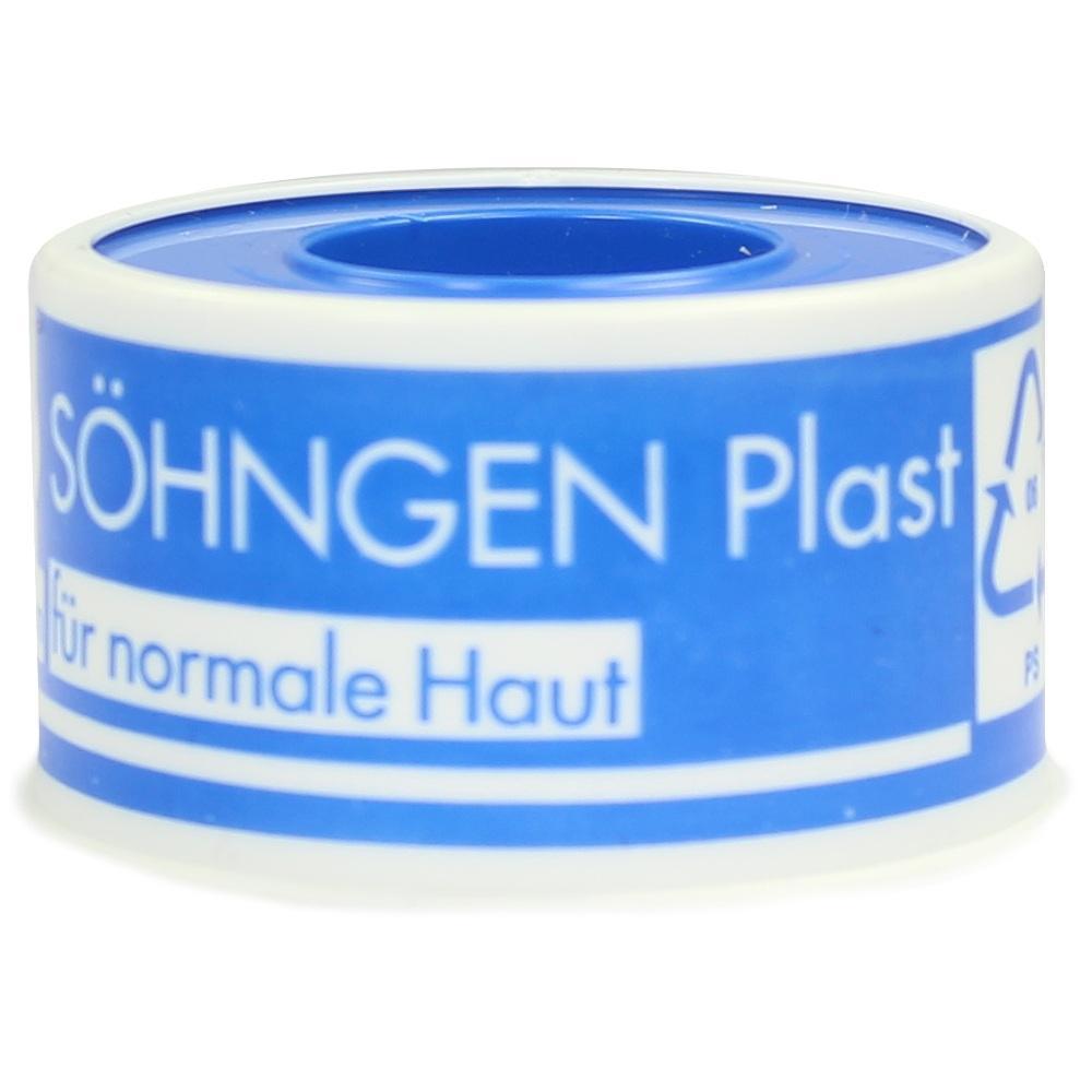 Eine blaue Rolle Heftpflaster mit der Aufschrift "Söhngen Plast für normale Haut".