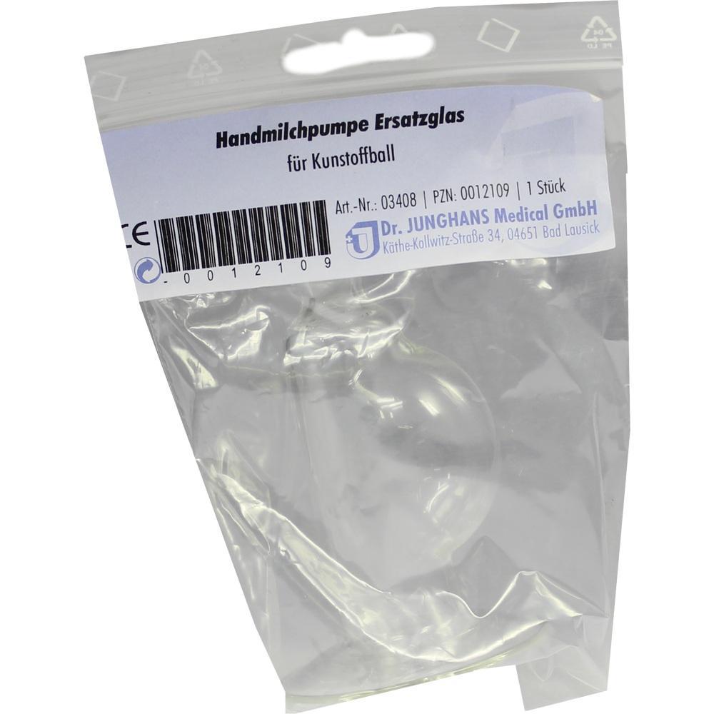 Verpacktes Ersatzglas für eine Handmilchpumpe steht auf dem Bild.