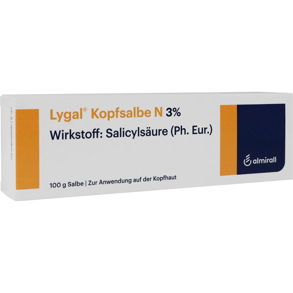 Eine Tube mit Lygal Kopfsalbe N f&uuml;r die Kopfhautbehandlung.