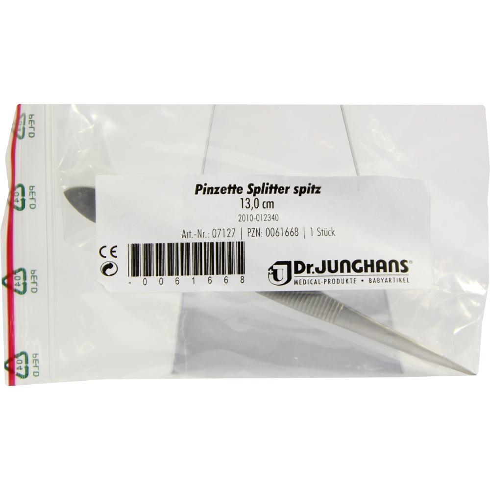 Verpackte, spitze Pinzette von Dr. Junghans, 13 cm lang.