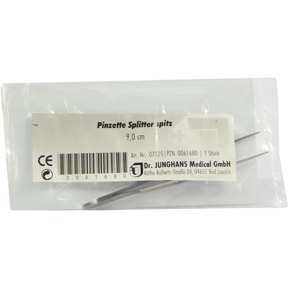 Eine spitze Pinzette in einer transparenten Verpackung.