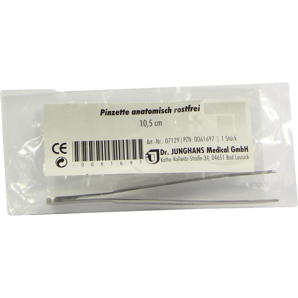 Verpackte anatomische Pinzette aus Edelstahl, 10,5 cm lang.