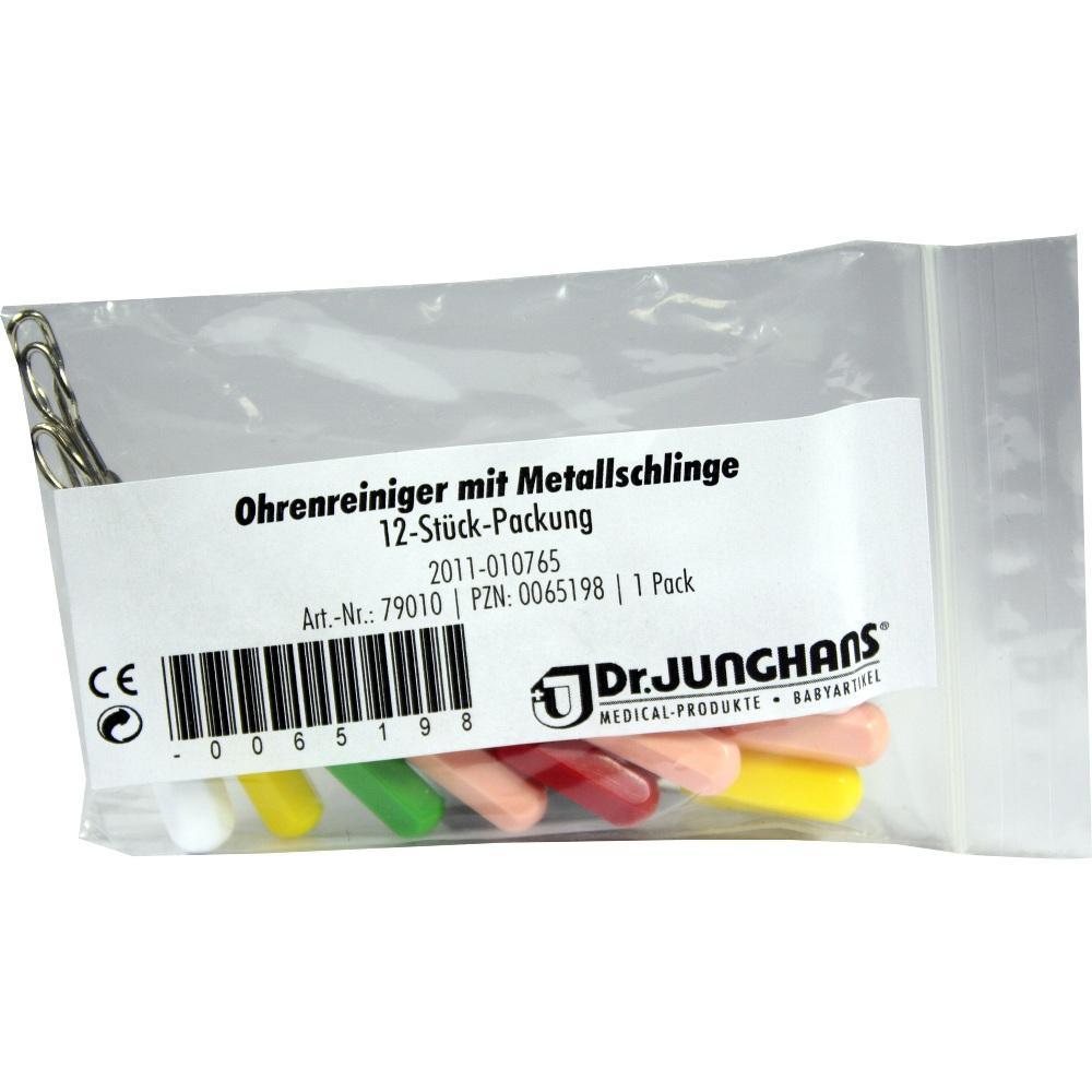 Eine Packung mit 12 farbigen Ohrenreinigern mit Metallschlinge.