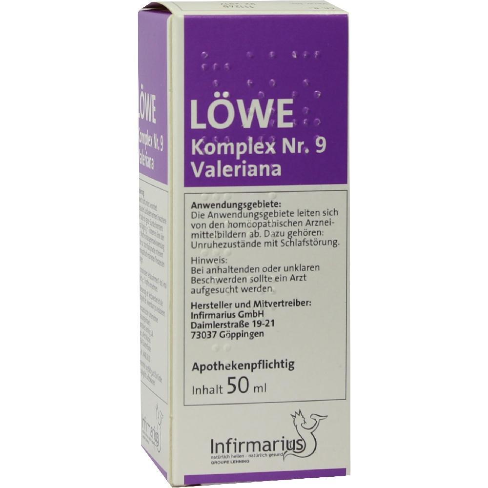 Eine Packung mit dem Produkt "LÖWE Komplex Nr. 9 Valeriana".