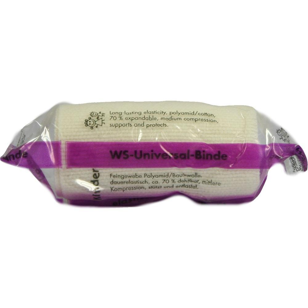 Eine wei&szlig;e, elastische Binde in einer lila und durchsichtigen Verpackung.