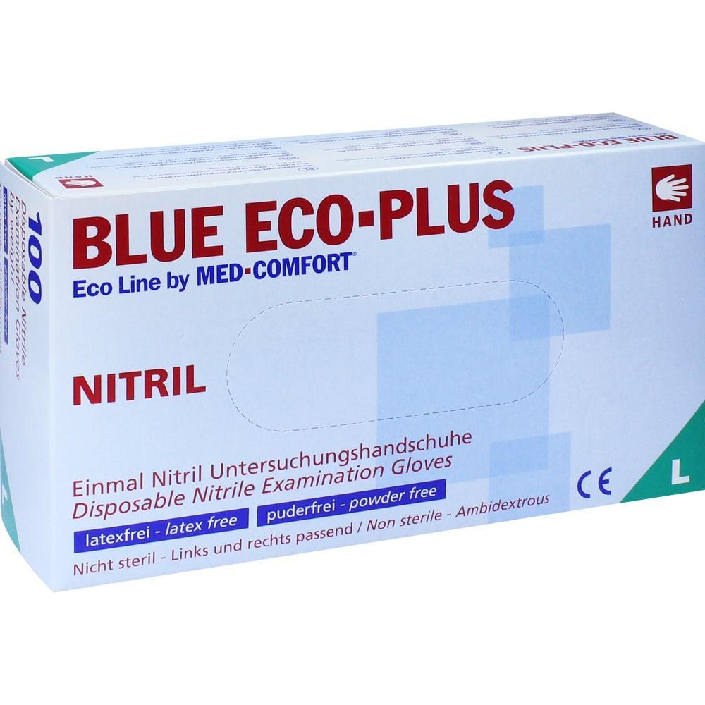 Eine Verpackung mit blauen Nitril-Einweghandschuhen.