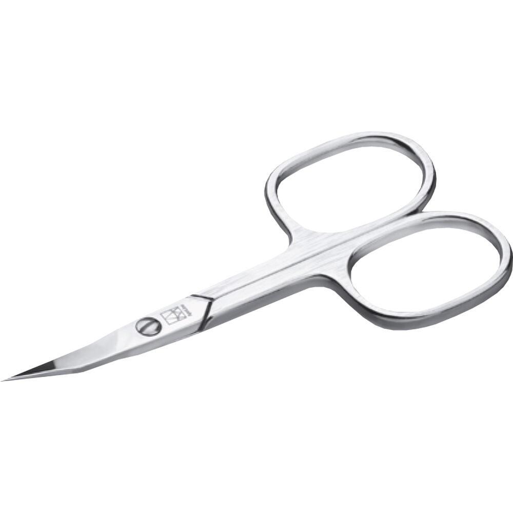 Eine kleine silberne Nagelschere mit spitzen Klingen.