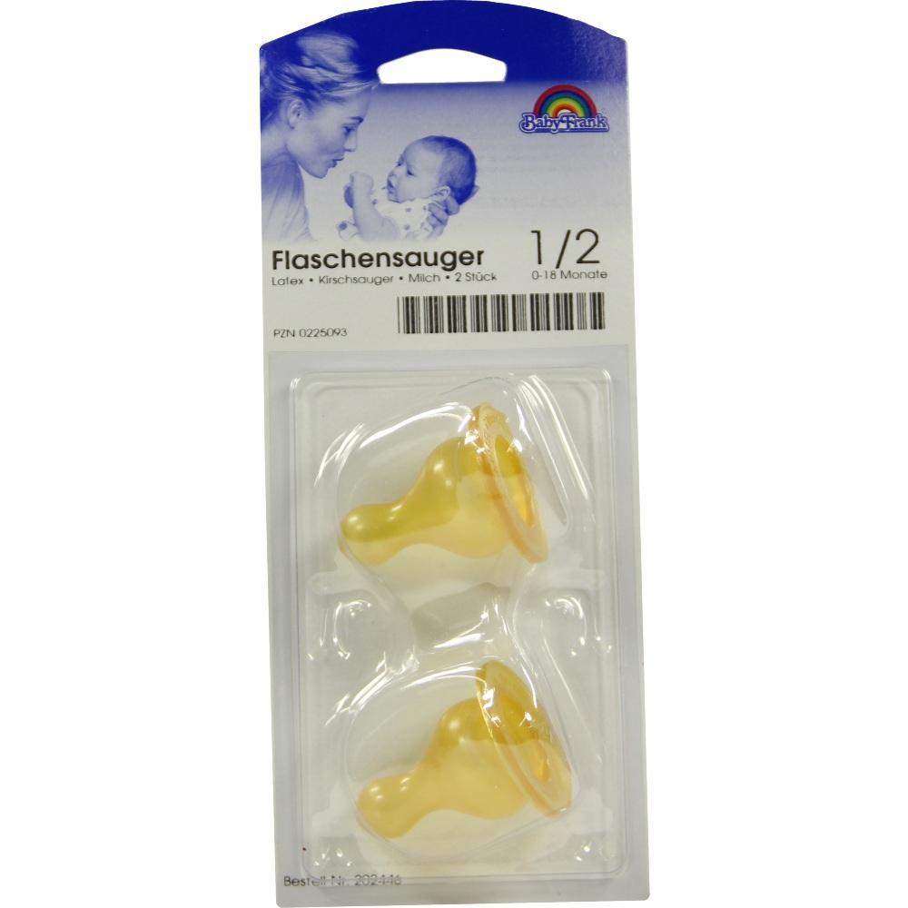 Zwei gelbe Flaschensauger in einer Plastikverpackung für Babys.