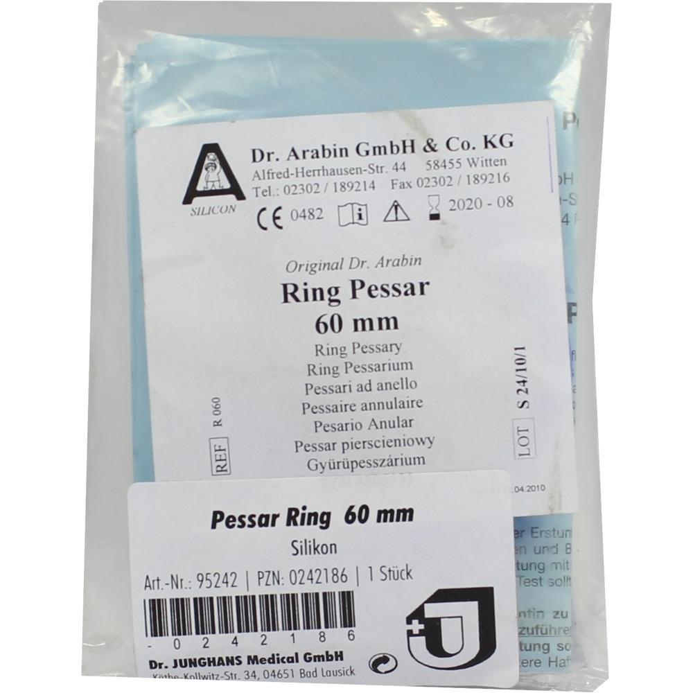 Verpacktes medizinisches Produkt von Dr. Arabin, Ring Pessar, 60 mm, aus Silikon.