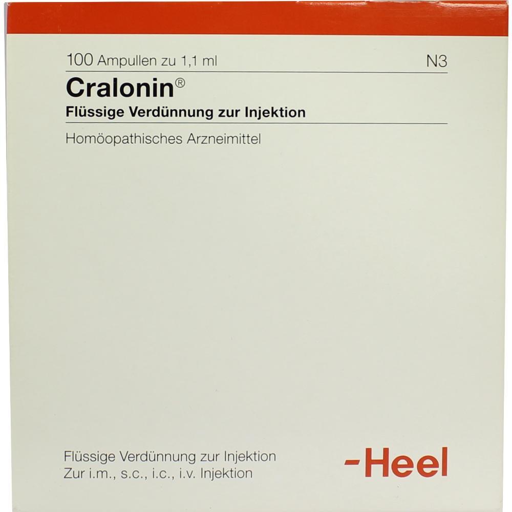Schachtel mit homöopathischem Injektionsmittel namens Cralonin von Heel.