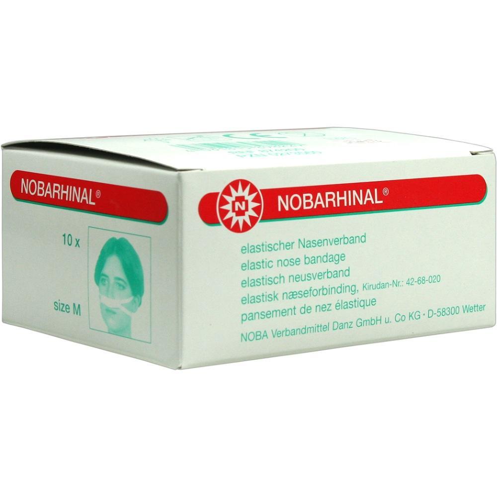 Eine wei&szlig;e Schachtel mit der Aufschrift "NOBARHINAL" f&uuml;r elastische Nasenverb&auml;nde.
