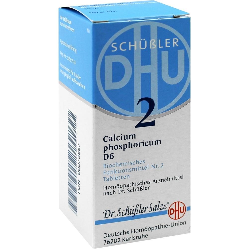 Eine Verpackung für homöopathische Calcium phosphoricum D6 Tabletten.