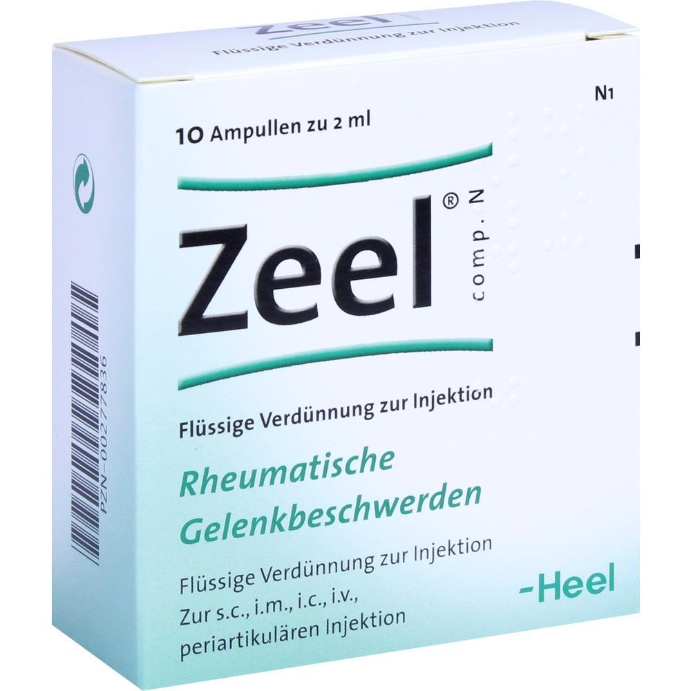 Eine Schachtel mit Zeel-Ampullen zur Behandlung rheumatischer Gelenkbeschwerden.