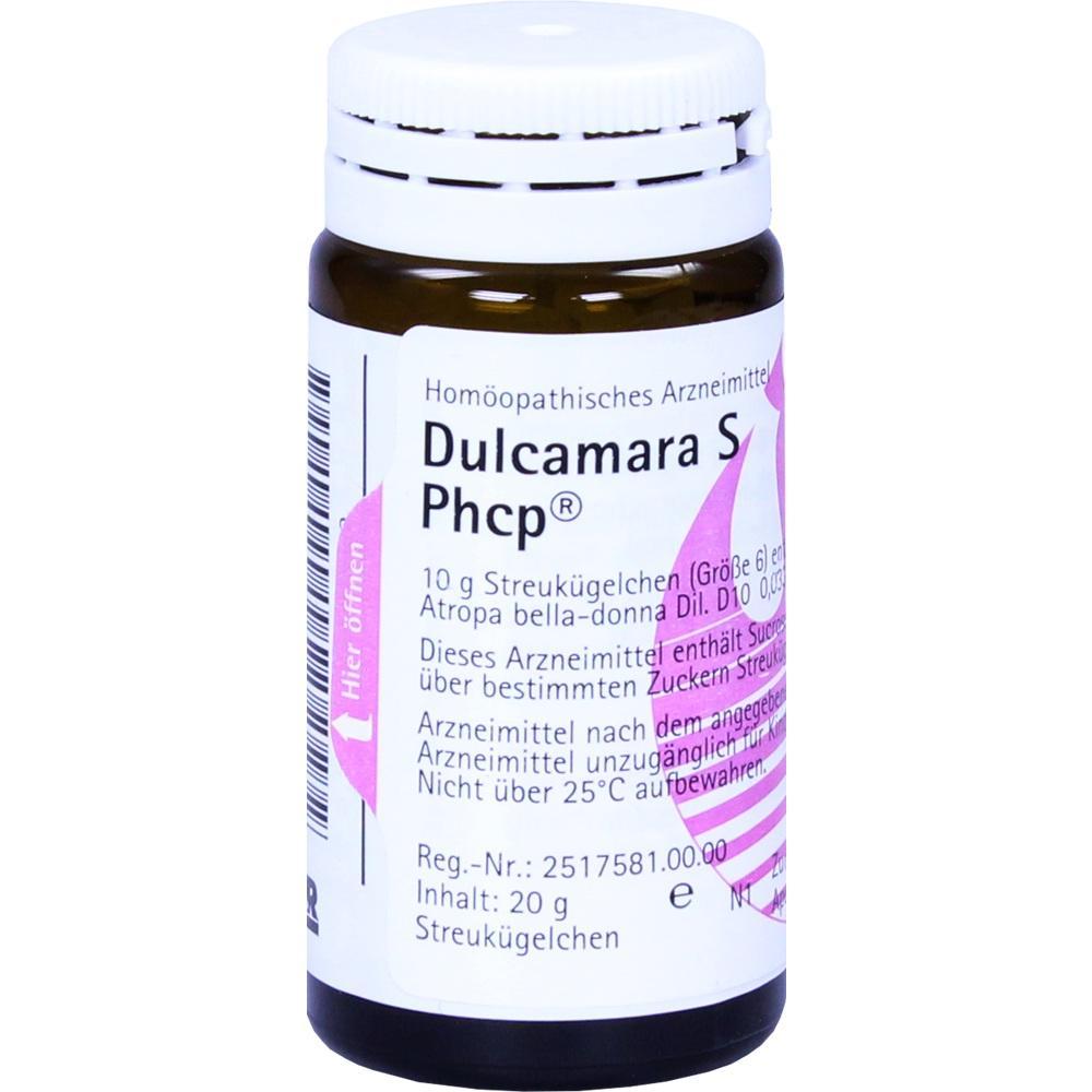 Braunes Fläschchen mit weißem Etikett und der Aufschrift "Dulcamara S Phcp".
