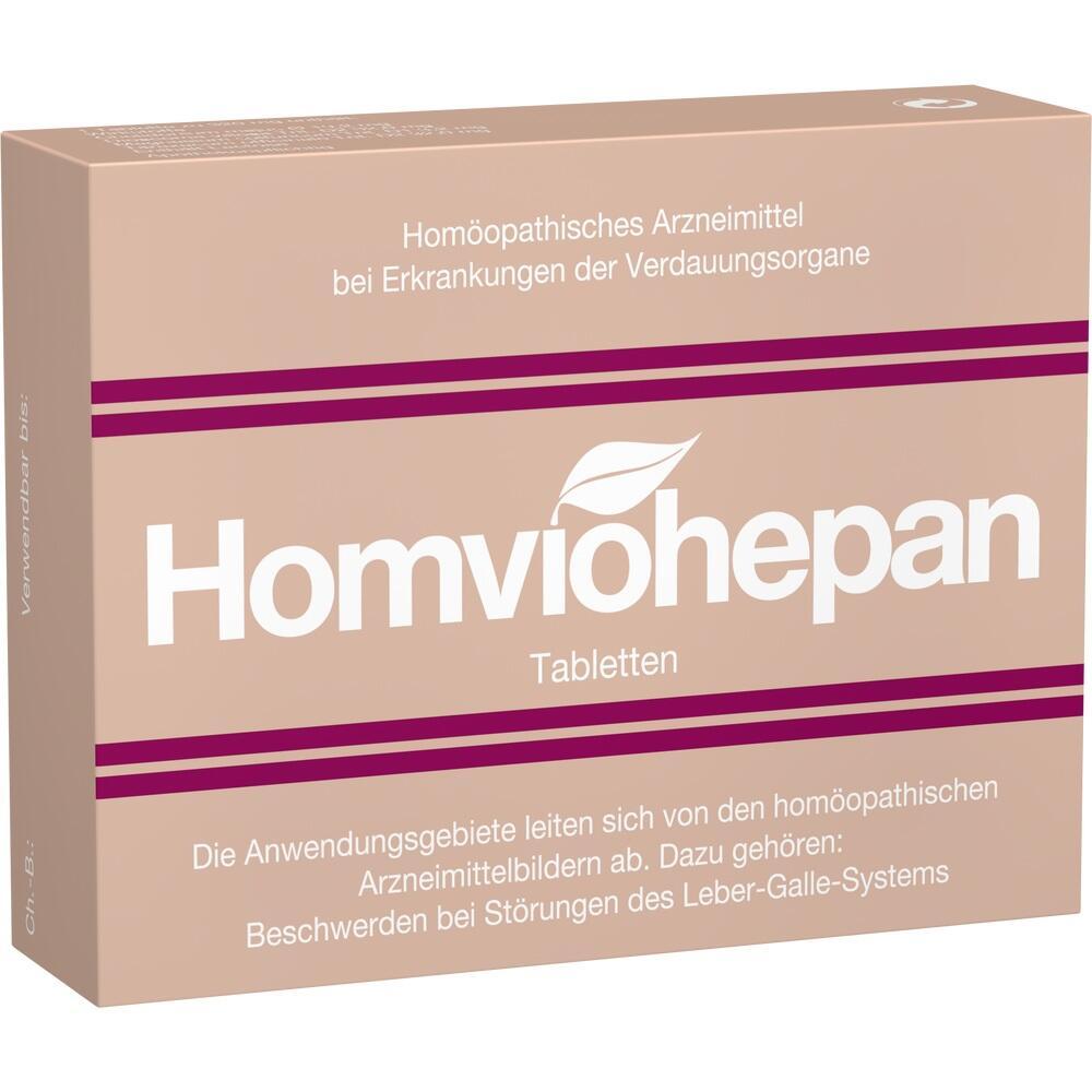 Braune Packung Homviohepan Tabletten f&uuml;r Verdauungsprobleme.