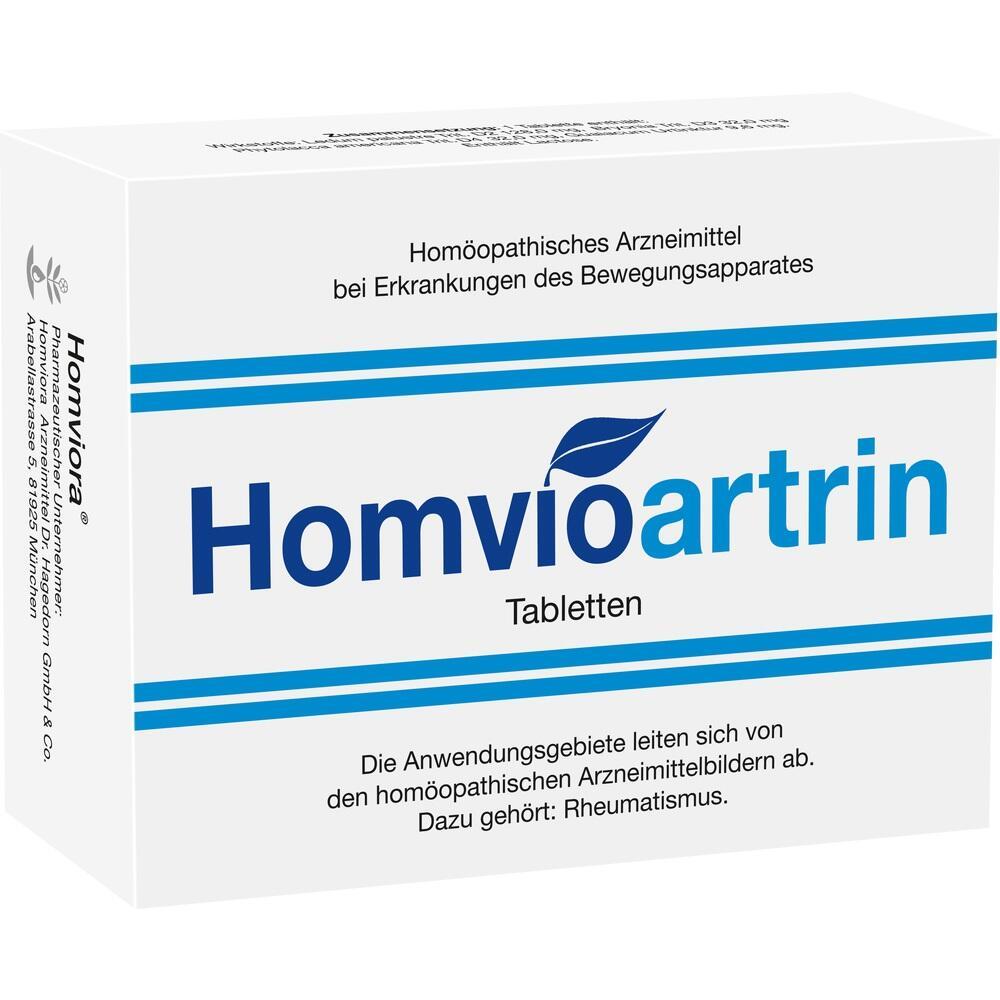 Eine Packung hom&ouml;opathischer Tabletten namens Homvioartrin gegen Bewegungsbeschwerden.
