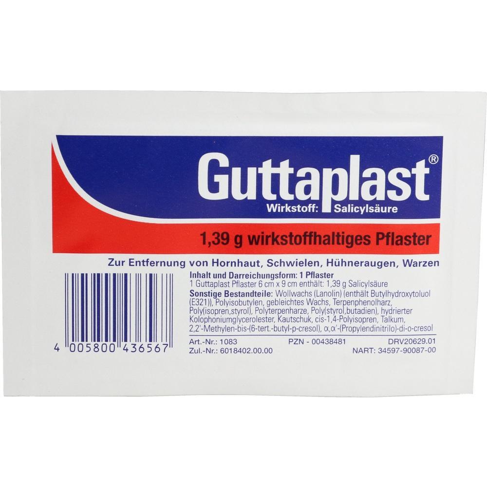Verpackung von Guttaplast-Pflaster zur Entfernung von Hornhaut und Warzen.