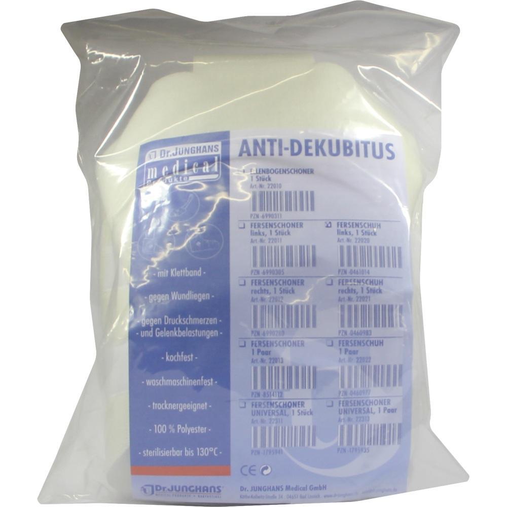 Eine verpackte Anti-Dekubitus-Hilfe mit blauem Etikett und Textinformationen.