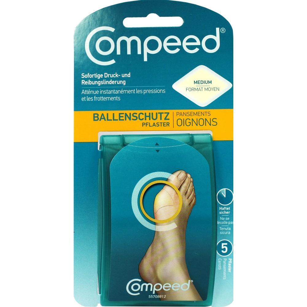 Verpackung von Compeed Ballenschutzpflaster mit einem Bild eines Fußes.