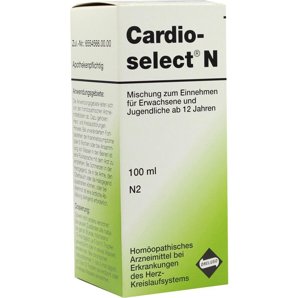 Verpackung von "Cardio-select N", einem hom&ouml;opathischen Mittel f&uuml;r Herz-Kreislauf-Erkrankungen.