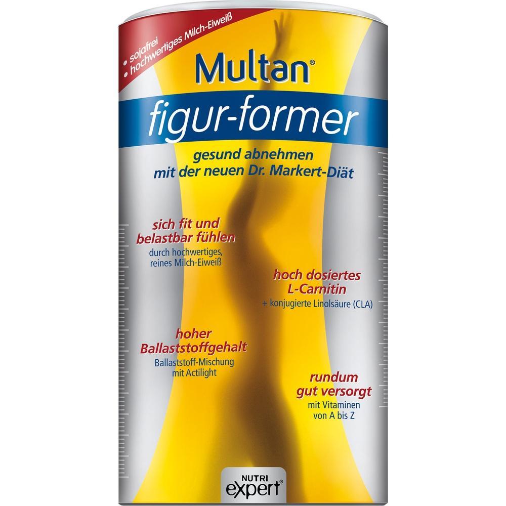 Dose mit Diät-Produkt "Multan figur-former" zur Unterstützung beim Abnehmen.