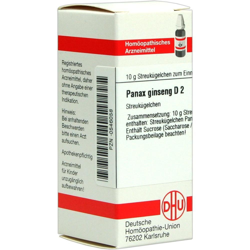 Schachtel mit homöopathischen Streukügelchen "Panax ginseng D2".