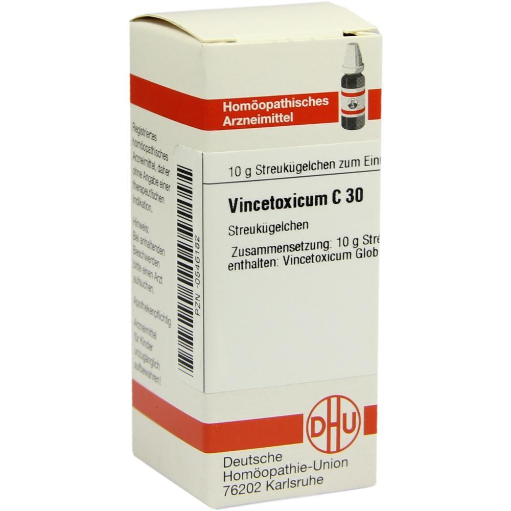 Eine Packung homöopathischer Streukügelchen namens Vincetoxicum C 30.
