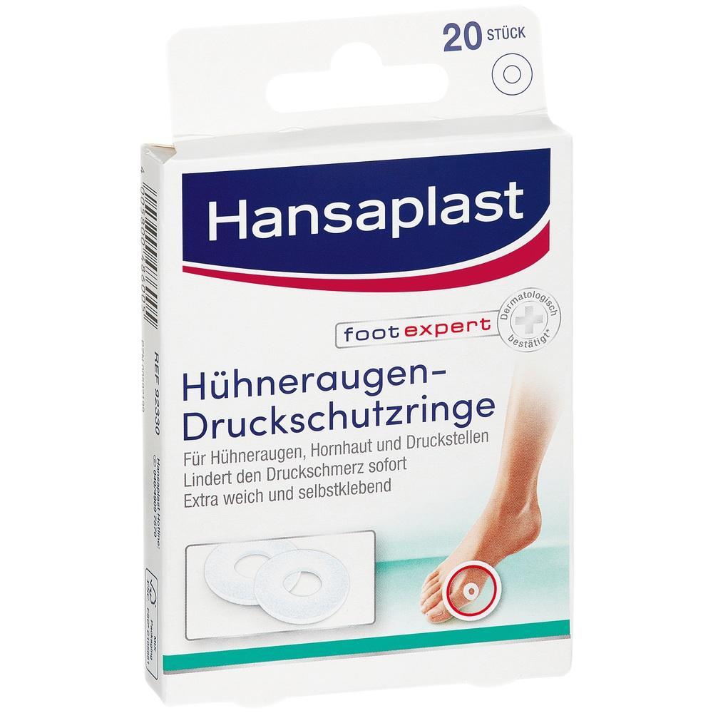 Verpackung mit Druckschutzringen für Hühneraugen von Hansaplast, 20 Stück.