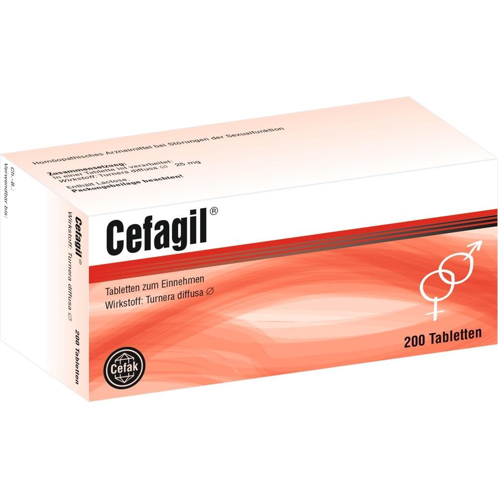 Eine Packung Cefagil Tabletten zur Unterstützung der Sexualfunktion.
