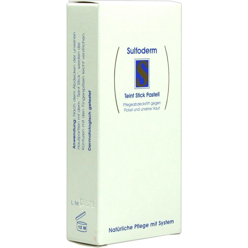 Verpackung eines Hautpflegestifts gegen Pickel mit blauer Aufschrift auf wei&szlig;em Hintergrund.