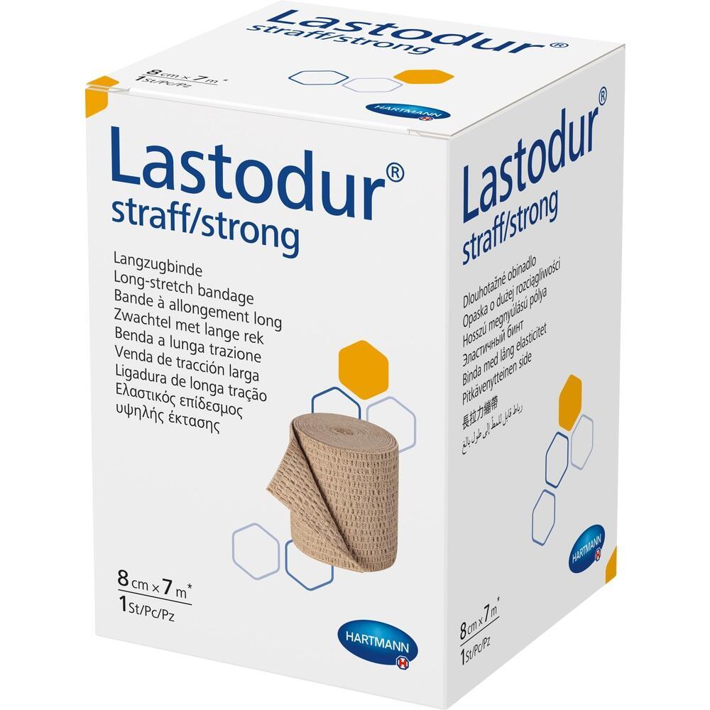 Eine Box mit einer langen, elastischen Bandage, auf der "Lastodur" steht.