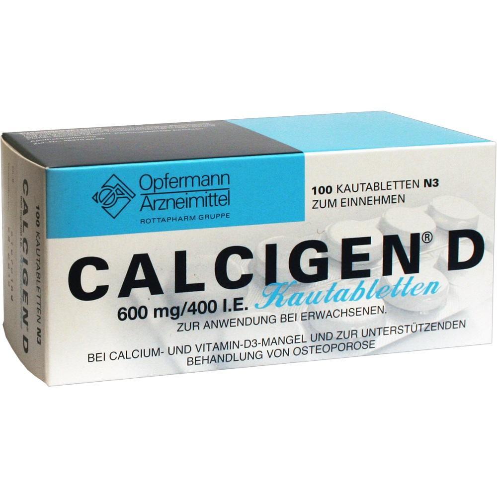 Eine Packung CalciGEN D Kautabletten zur Unterstützung bei Vitamin-D-Mangel.