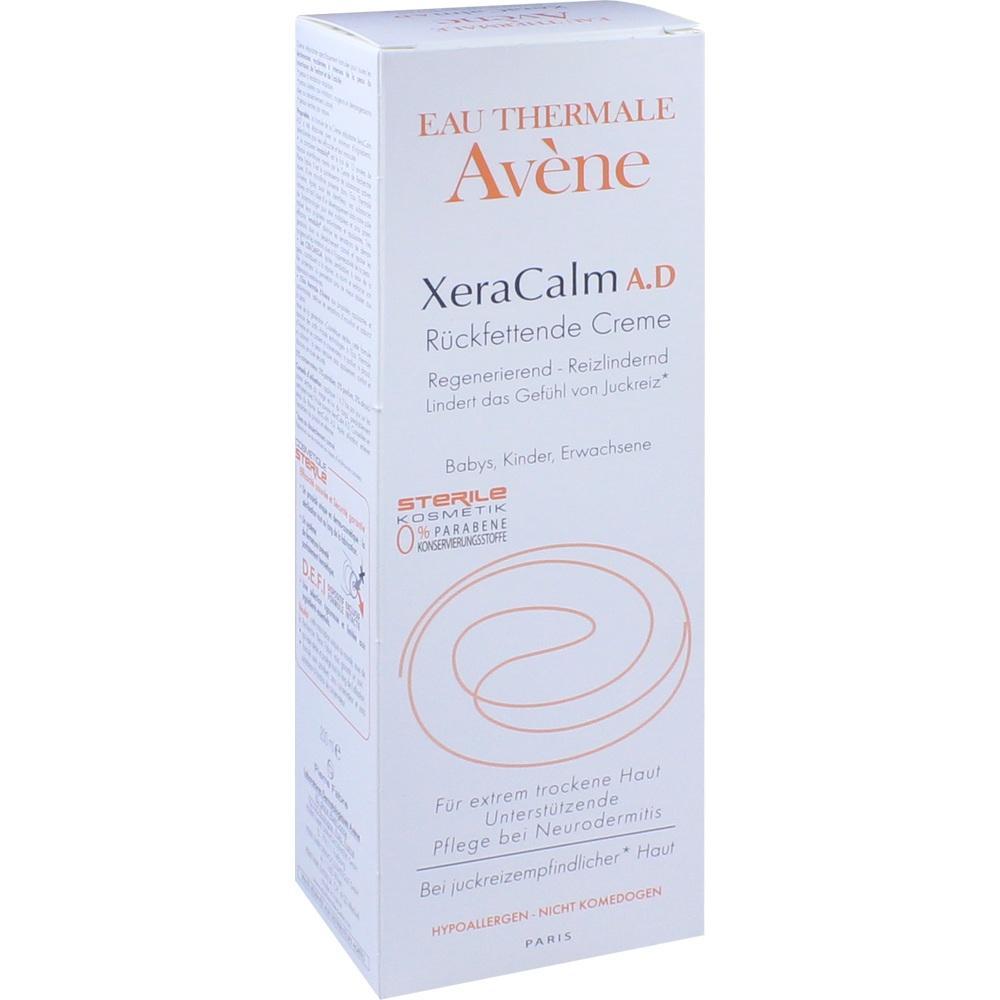 Weiße Verpackung einer rückfettenden Creme von Avène für empfindliche Haut.