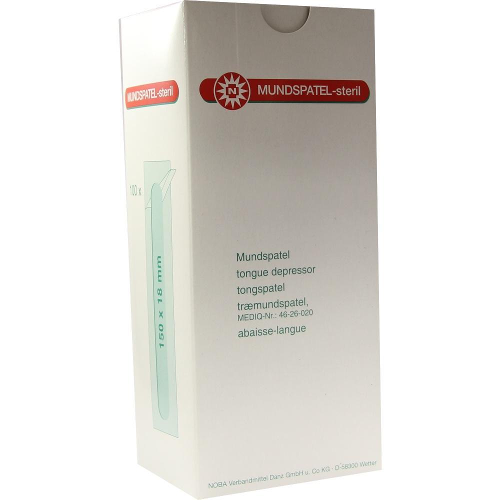 Eine wei&szlig;e Verpackung mit der Aufschrift "Mundspatel steril".