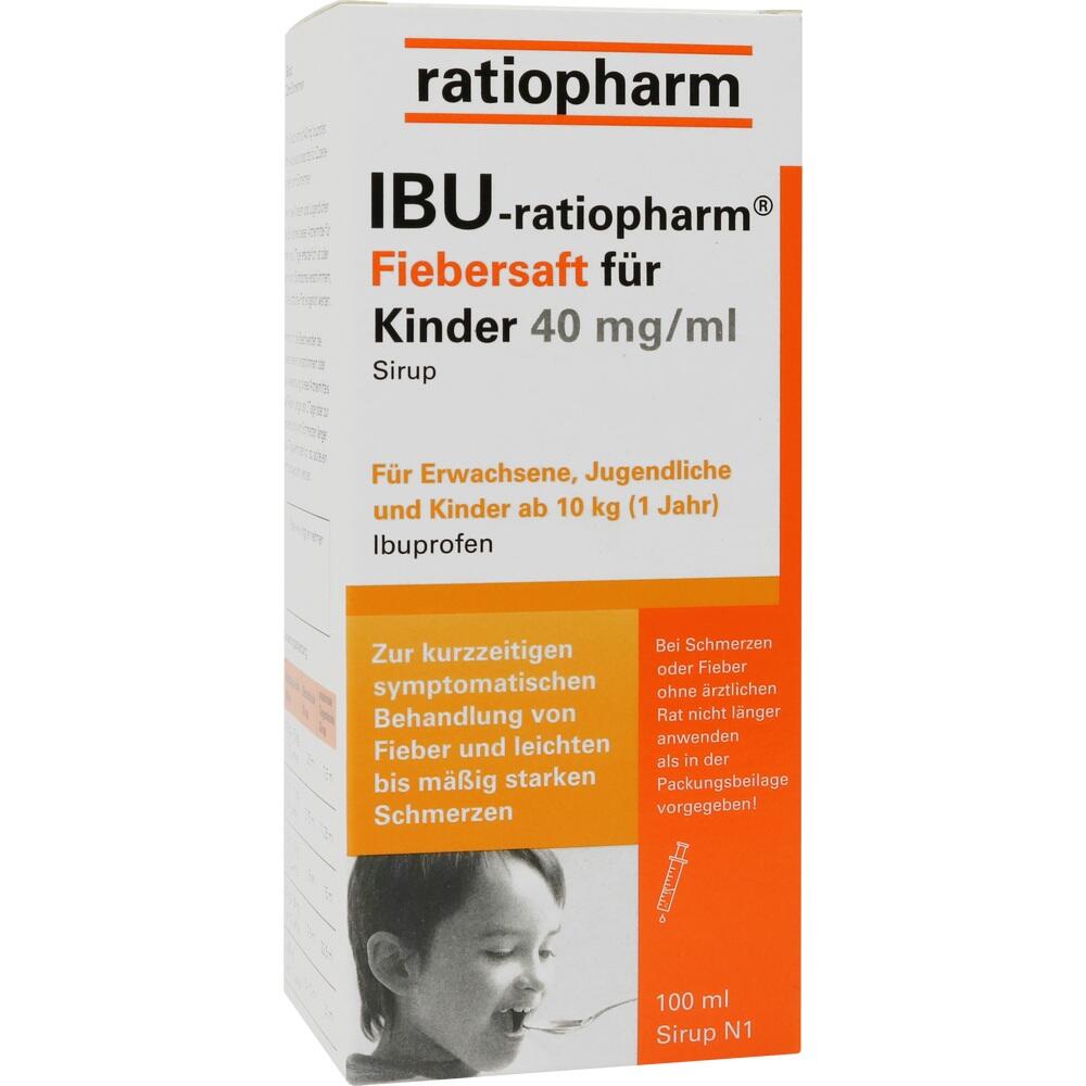 Eine Packung "IBU-ratiopharm" Fiebersaft für Kinder.