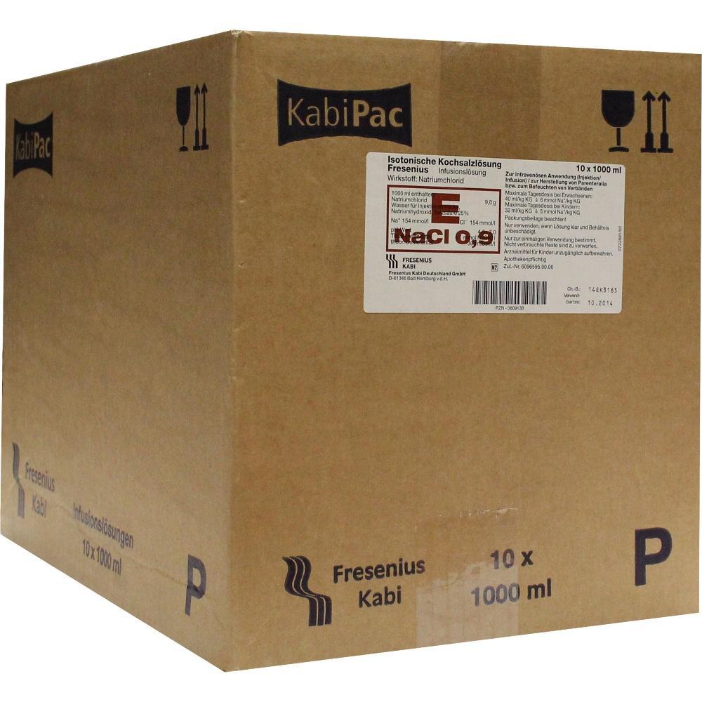 Karton mit Beschriftung f&uuml;r Kochsalzl&ouml;sung von Fresenius Kabi.