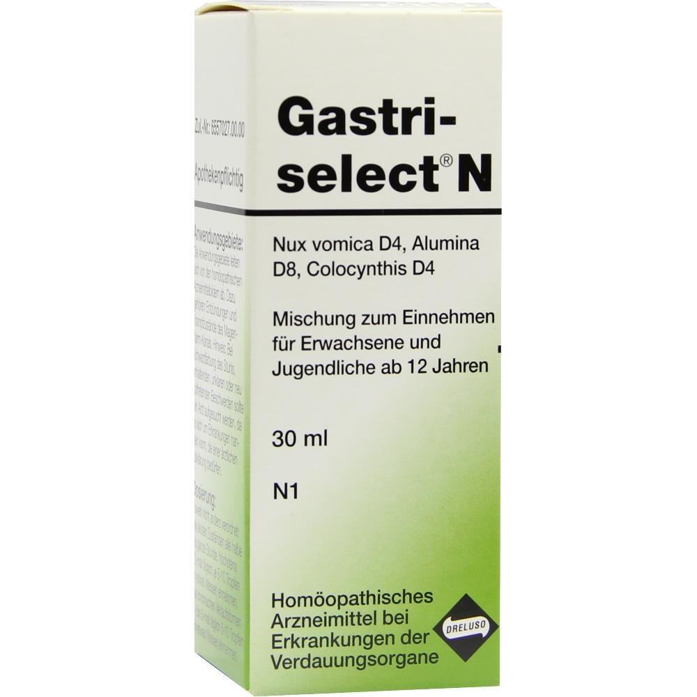 Eine wei&szlig;e Packung hom&ouml;opathisches Arzneimittel namens "Gastri-select N".