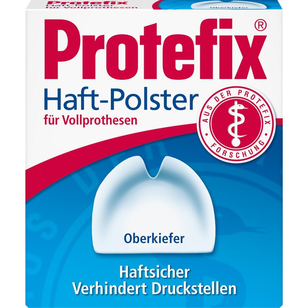 Verpackung für Protefix Haft-Polster für Vollprothesen, speziell für den Oberkiefer.