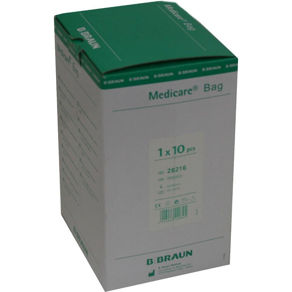Eine wei&szlig;e Box mit gr&uuml;nem Deckel und der Aufschrift "Medicare Bag".