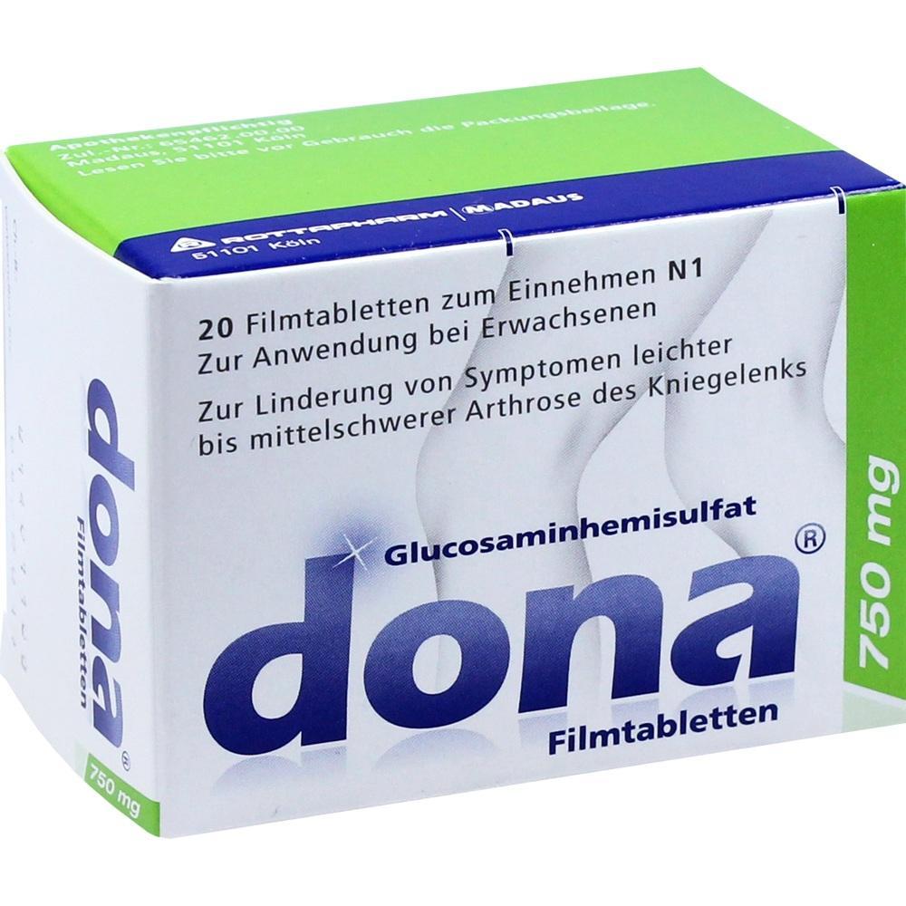 Eine Schachtel mit 20 Tabletten gegen Knieschmerzen bei Arthrose.