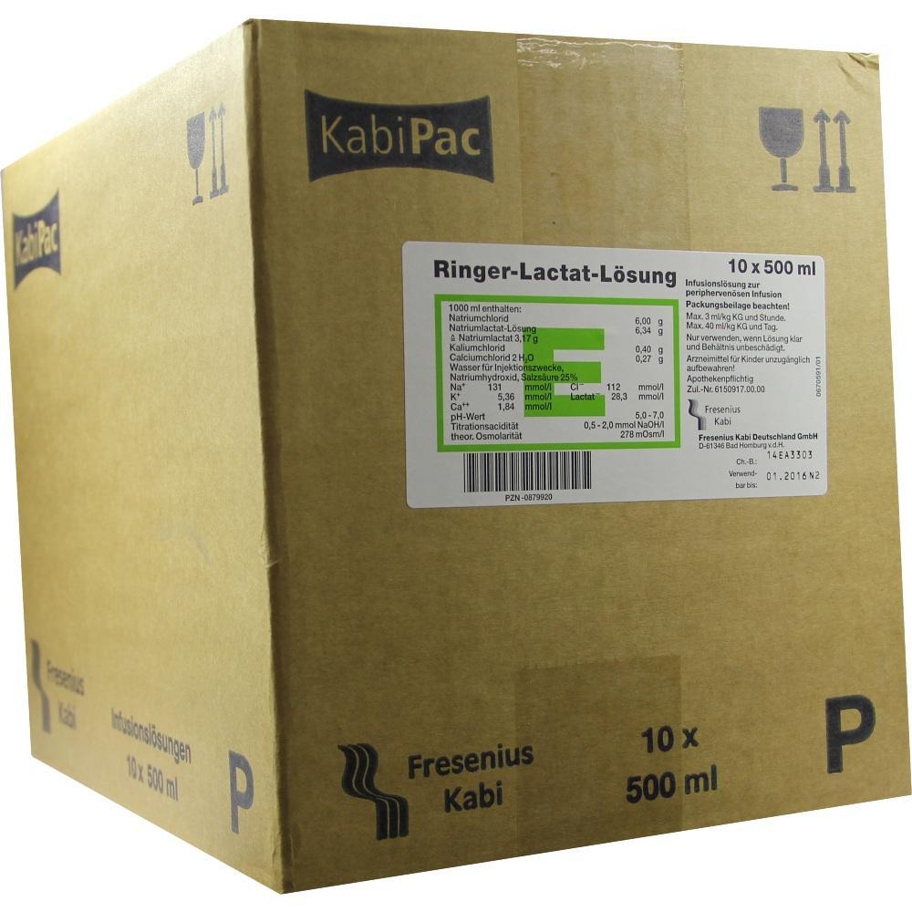 Karton mit der Aufschrift "Ringer-Lactat-L&ouml;sung" und "Fresenius Kabi".