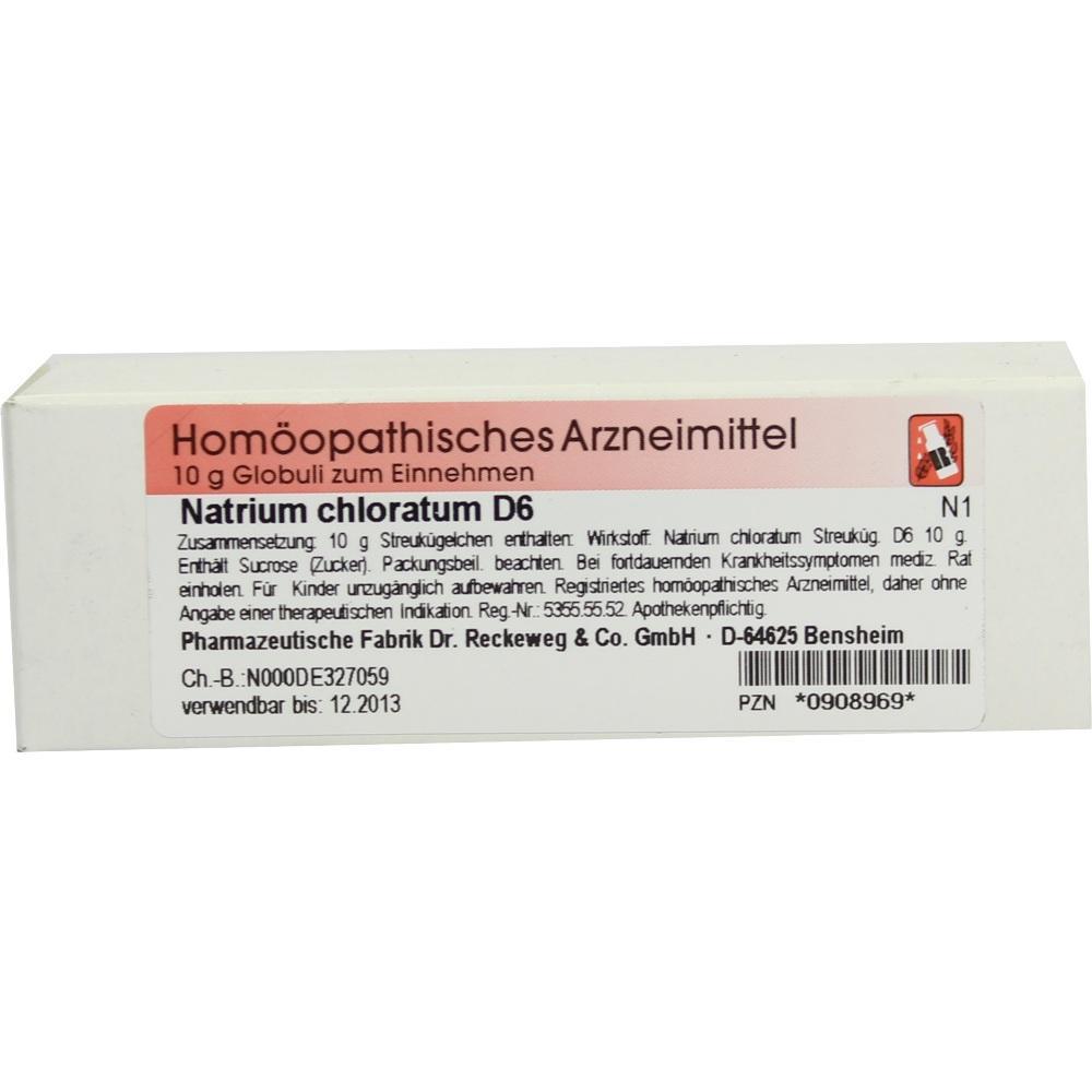 Schachtel mit hom&ouml;opathischem Arzneimittel "Natrium chloratum D6".