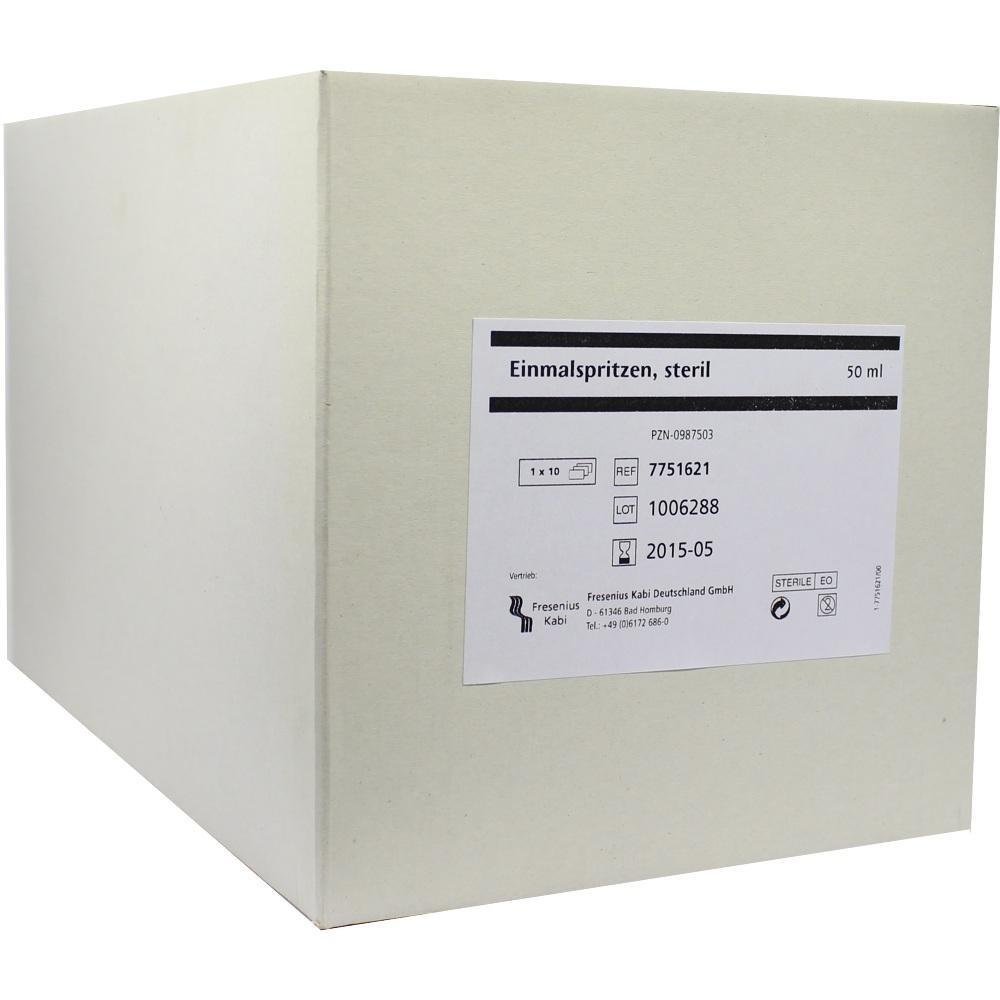 Ein wei&szlig;er Karton mit Etikett f&uuml;r sterile Einmalspritzen.