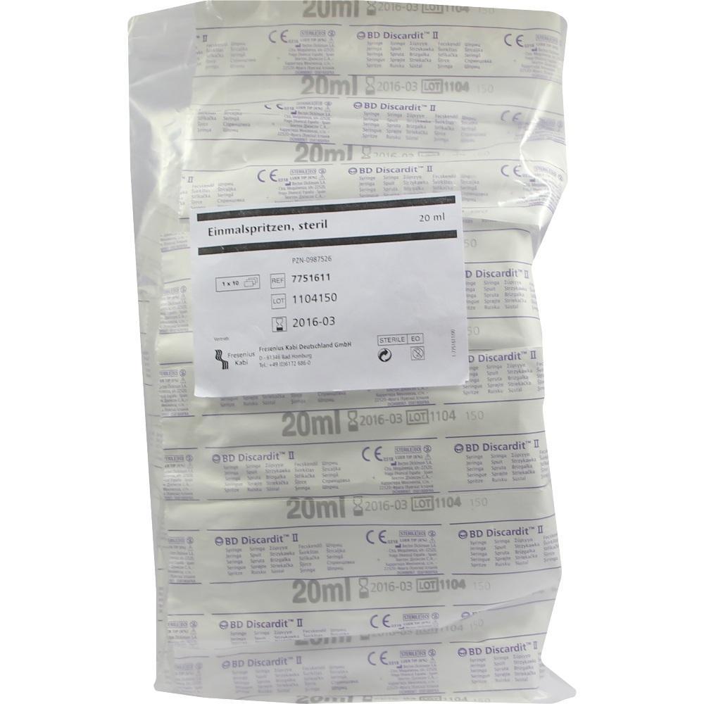 Ein Paket mit sterilen Einmalspritzen zu je 20 ml.