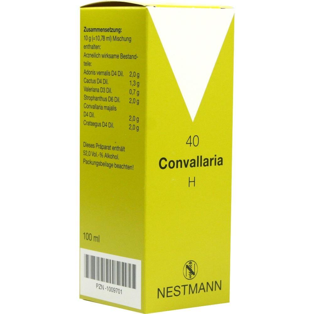 Gelbe Verpackung von Convallaria H mit Inhaltsangaben und Nestmann-Logo.