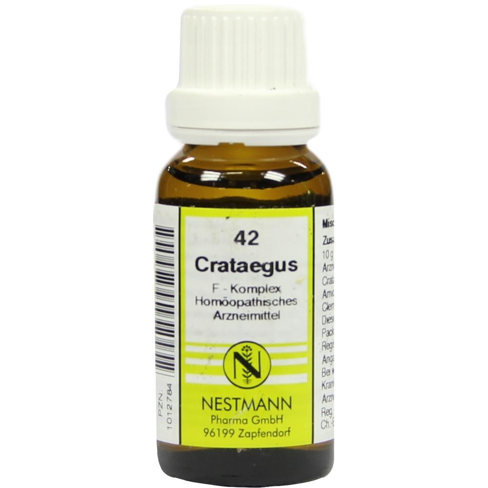Braune Medizinflasche mit wei&szlig;em Deckel, Etikett mit "Crataegus".
