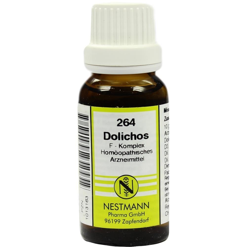 Braune Flasche mit weißem Etikett für ein homöopathisches Arzneimittel.