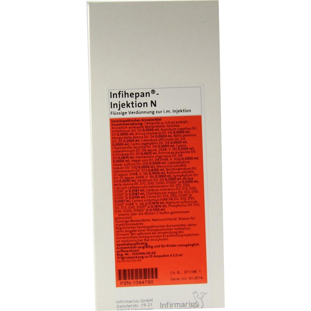 Verpackung einer homöopathischen Injektion namens Infihepan.