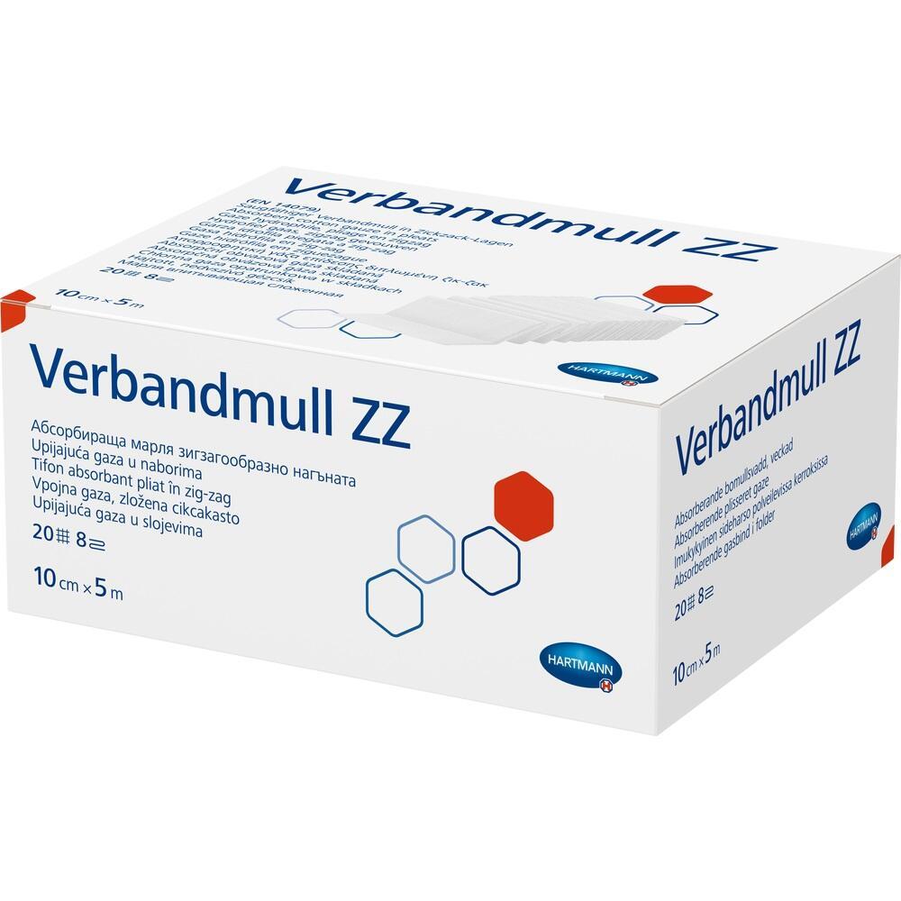Eine wei&szlig;e Packung mit der Aufschrift "Verbandmull ZZ".